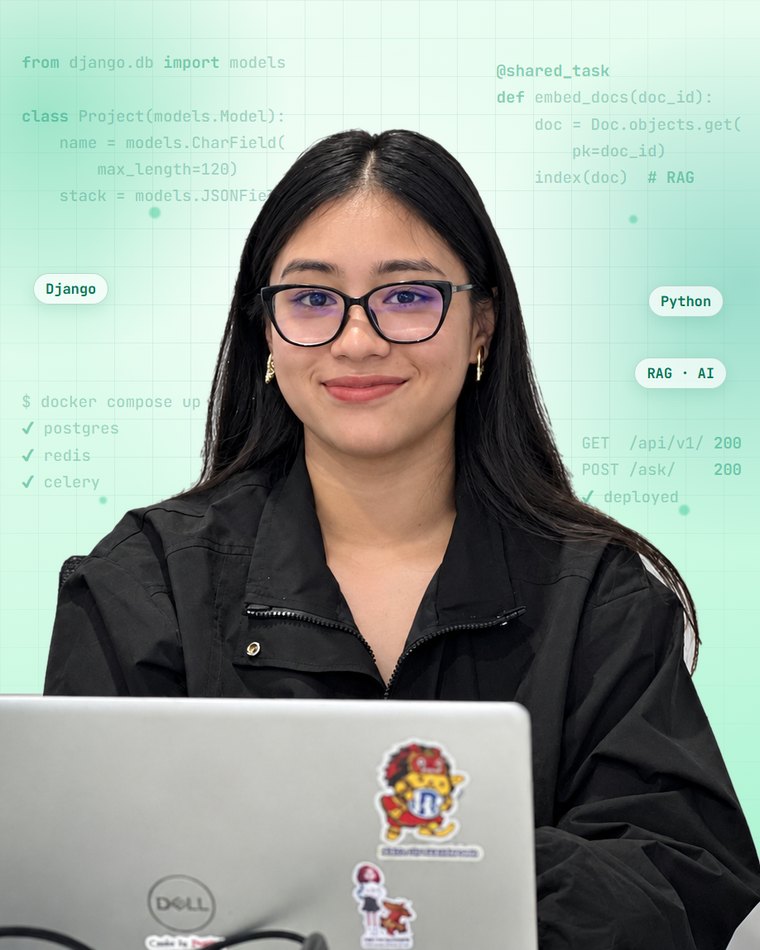 Monika Shrestha at her laptop